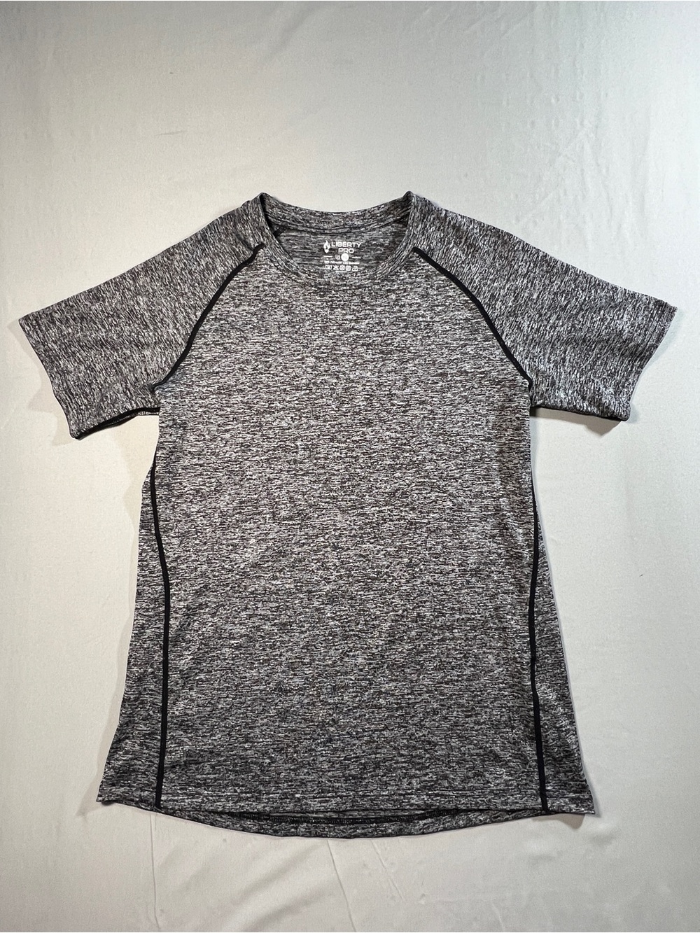 liberty Kids Gray Heather Performance Tee with Black Accents Size YL